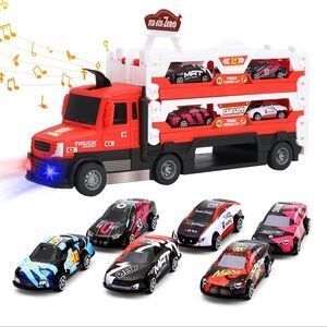 Toy trucks in red